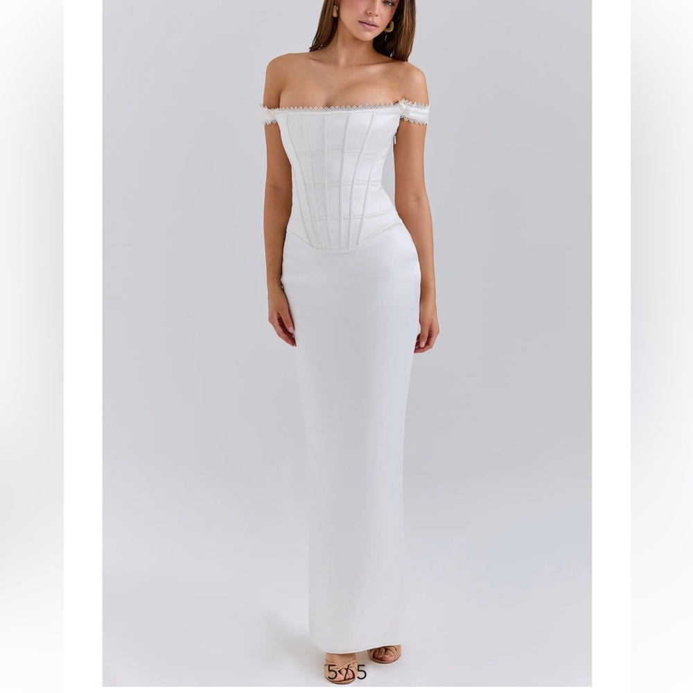House of CB IVORY Strapless Corset Column Dress